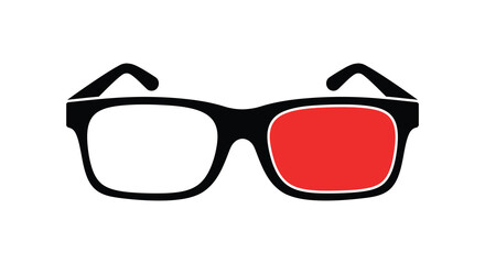 Stylish eyewear with a red lens and a black frame silhouette