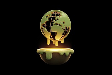 3D Earth melting into bowl