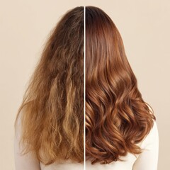 Naklejka premium Healthy hair transformation before and after