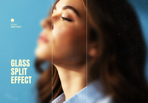 Glass Split Photo Effect Portrait Mockup
