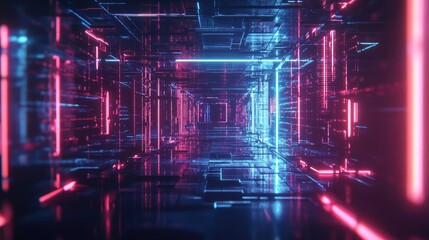 Obraz premium computing holographic style blinking logic gate