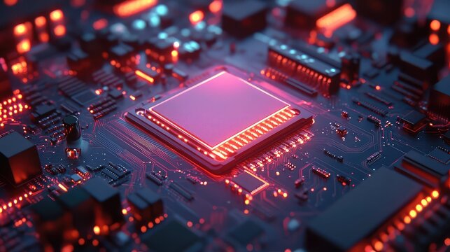 illumintion glowing style of a vibrating cpu