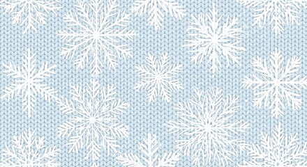 Delicate snowflakes on a knitted background create a winter wonderland pattern