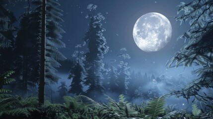 Fototapeta premium Seasonal Night & Day Landscapes: Winter Snowy Forests, Christmas Trees & Starry Moonlit Skies