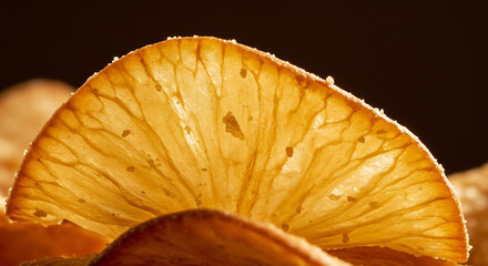 A radiant backlit slice of cassava showing its intricate texture