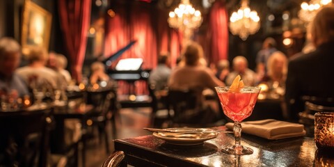 Elegant Evening: Live Music and Cocktails at a Luxurious Restaurant