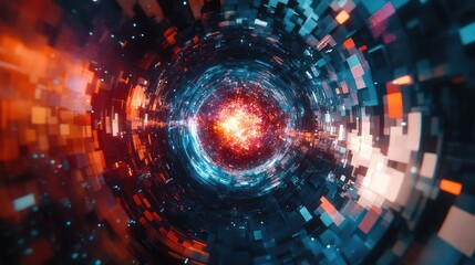 Obraz premium superposition quantum particle abstraction transition glitch