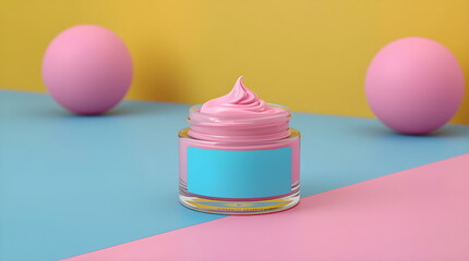 Cosmetic Cream Jar with Blank Label for Mockup