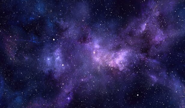 Deep space nebula tapestry. Vast expanse of cosmic clouds. Intense colors of purple, violet, and blue. Scattered stars - Powered by Adobe