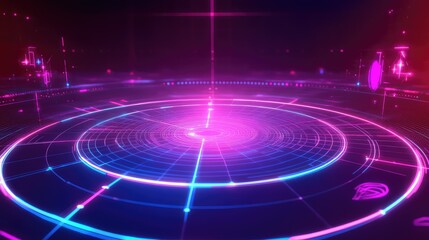 Obraz premium radar neon style marketing chart with scanning radar