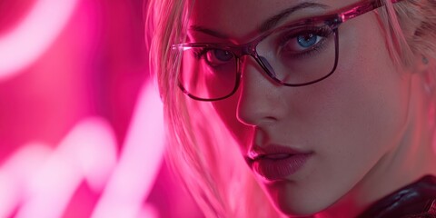 Cyberpunk Girl: Neon Lights and Mysterious Gaze