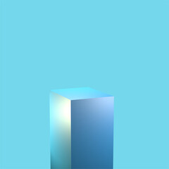 Glowing Blue Rectangular Prism On Cyan Minimal Background