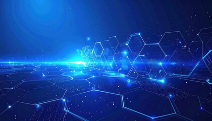 Digital blue internet technology with an abstract fiber optic network explosion of light