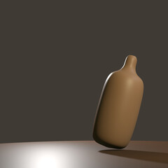 Single Brown Ceramic Bottle Standing On Lighted Floor
