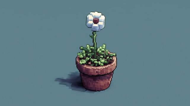 Pixel art flower pot