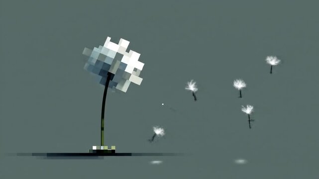 Pixelated dandelion illustration