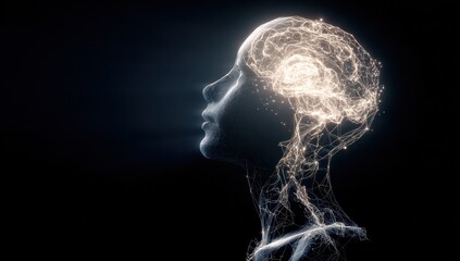 Obraz premium Illuminated Mind: A Digital Portrait of Consciousness
