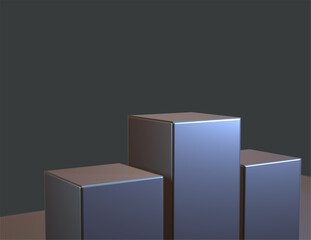 Metallic cubes stacked minimalistic abstract modern futuristic 3D render