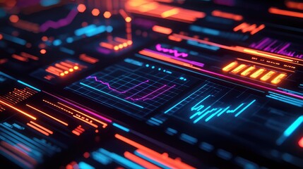 Obraz premium analytics neon glow style property dashboard simulation