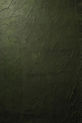 Dark olive textured wall with a rough surface and artistic plaster finish, ideal for background design. High-resolution bitmap image.