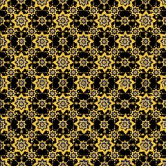 Black Seamless Mystical Blue Abstract Pattern Background 