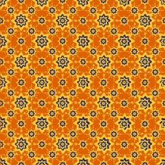 Orange Seamless Mystical Blue Abstract Pattern Background