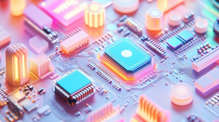 esp32 microcontroller in pastel style absorbing