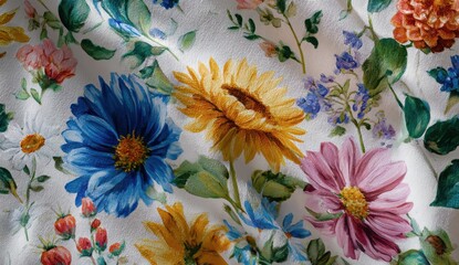 Floral fabric design with folds