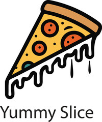 This collection of black and white image depicts illustration of pizza, showing toppings and slice.