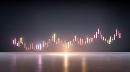 Fototapeta premium Vibrant Abstract Chart Displaying Financial Trends with Colorful Data Points on a Dark Background