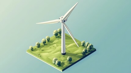 Obraz premium 3d isometric style transforming wind turbine