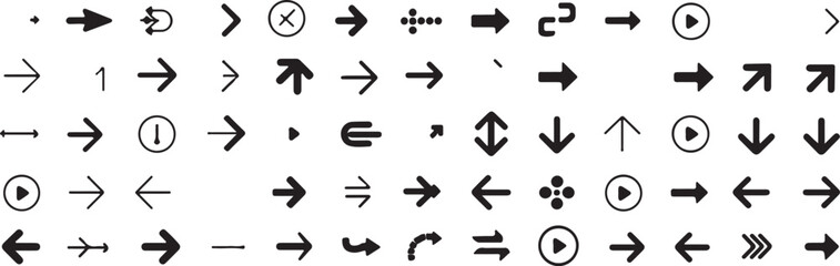 arrow icons vectors pack with solid outline dotted dashed curved minimal versatile ui web infographic ai eps png jpeg