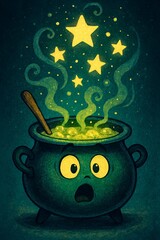 Enchanted Pot Emitting Sparkling Light