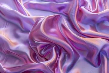 Obraz premium Draped iridescent fabric with soft folds and shimmering light reflections, exhibiting a luxurious and elegant texture