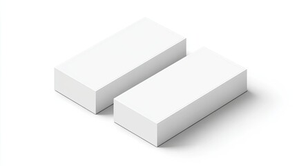 Naklejka premium Two identical blank white rectangular boxes, slightly offset, on a white background