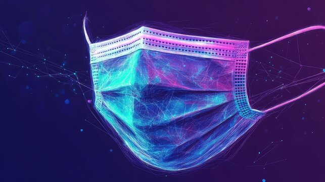 drwing sketch style data stream from a surgical mask