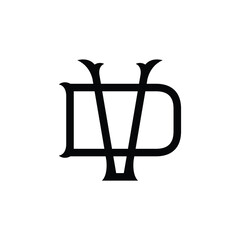 VD monogram logo design letter text name symbol monochrome logotype alphabet character simple logo