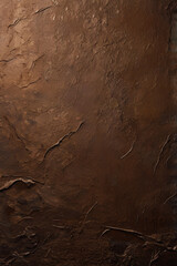 Deep brown textured wall with a rough surface and artistic plaster finish, ideal for background design. High-resolution bitmap image.