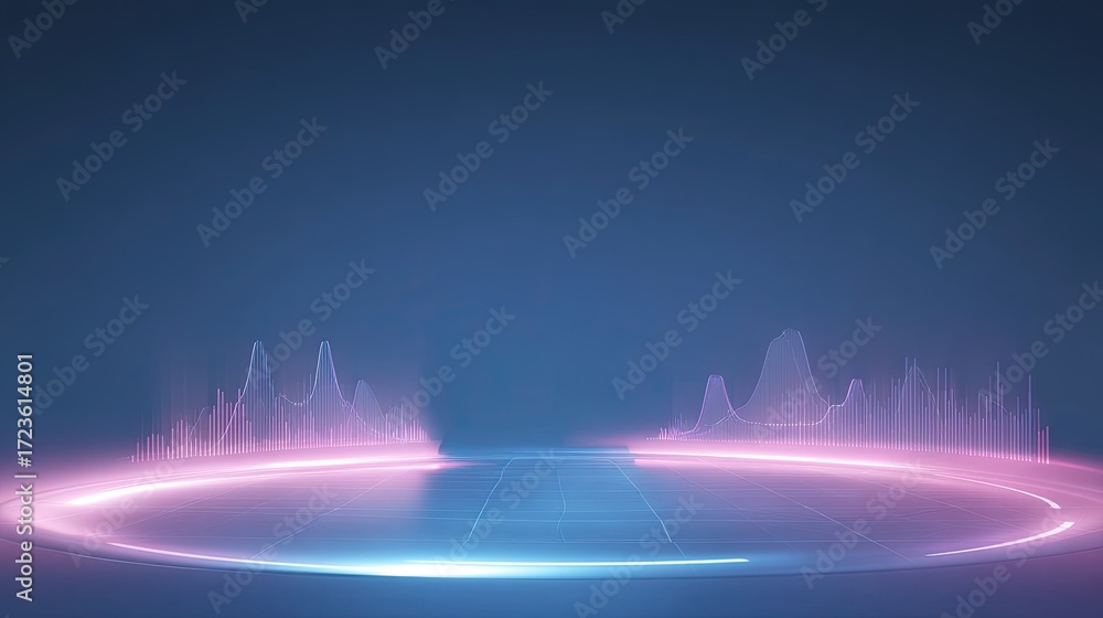 Poster abstract futuristic background with glowing sound waves and vibrant colors for digital media and tec