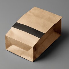 Beige paper bag with black band