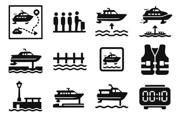 Vector dock ocean pier hydrofoil digital ferry icon icons light diagram area