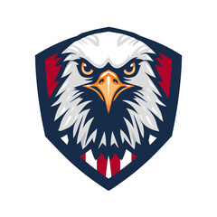 american bald eagle with flag