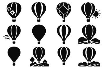 Movement land air oversized fill vector rural gear balloon hills icon