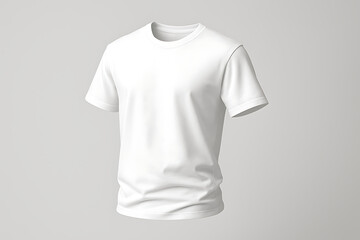 Plain White T-Shirt Mockup – Still Orbit Angle, Minimal Studio Background