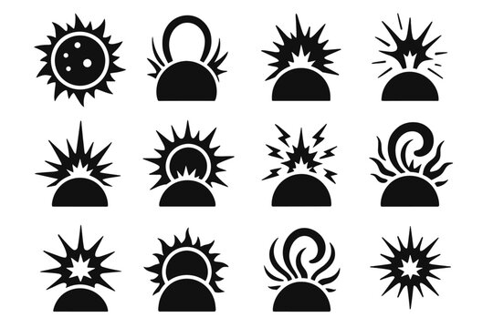 Region vector icon swirl solar spike explosion reconnection electromagnetic flare burst