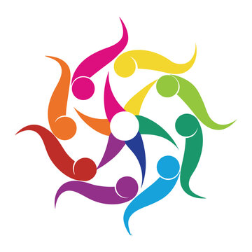 Colorful unity people circle illustration