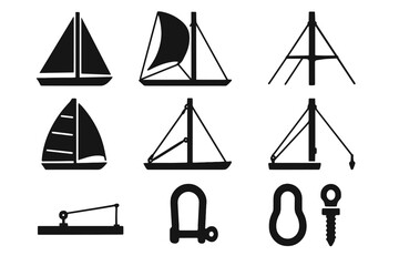 Tensioner icon vang system icons sail bar vector lines rigging boom lazy