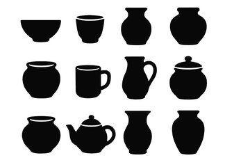 Ceramic pot vector vessel pitcher basic icon clay tall vase icons cup