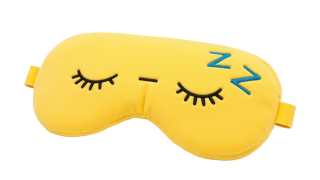 Soft sleep mask with cheerful design, featuring closed eyes and ZZZ symbol, perfect for relaxation and comfort during sleep