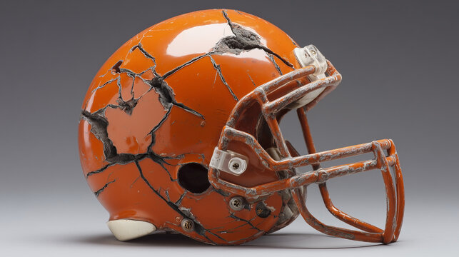 A football helmet with a hole in the front